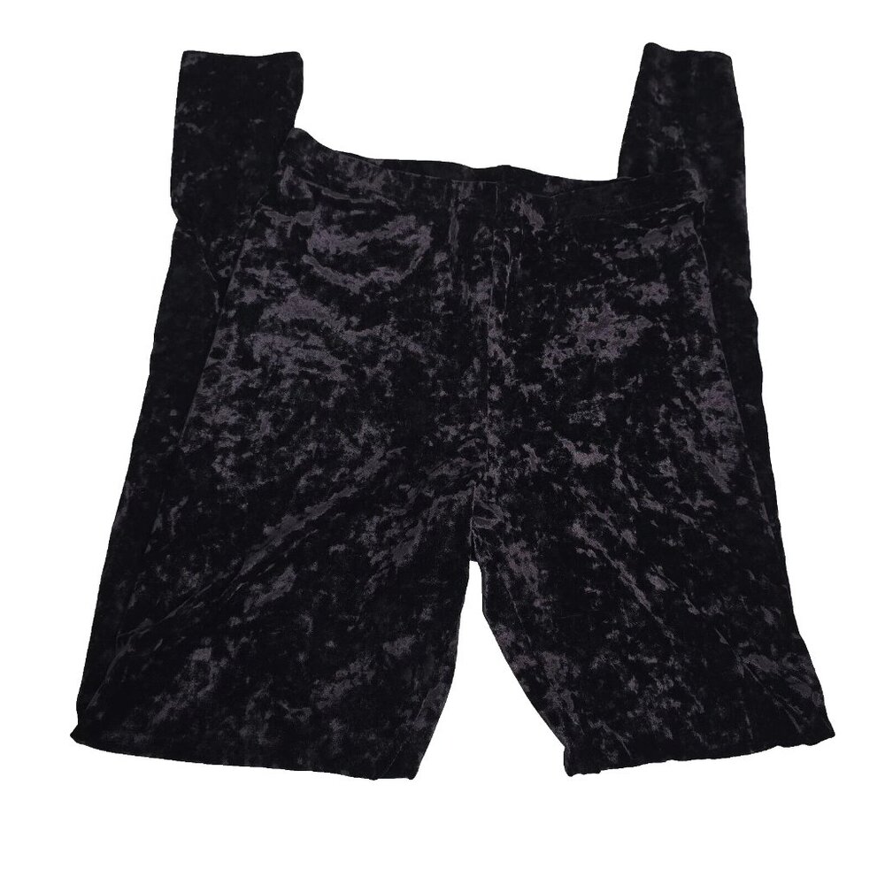 Vintage Betsey Johnson Black‎ Stretch Crushed Velvet Leggings Size Large Womens